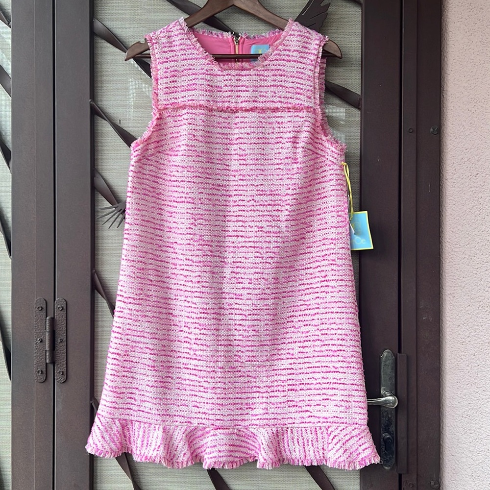 NWT CeCe Frayed Edge Pink Sleeveless Sheath Mini Dress